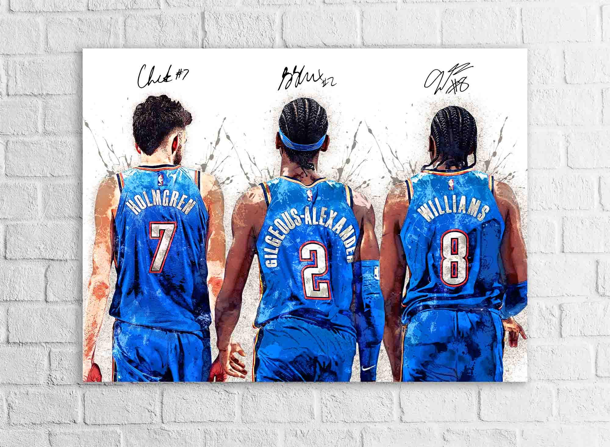 Shai Gilgeous-Alexander, Jalen Williams, Chet Holmgren, Oklahoma City Thunder, Gallery Canvas Wrap or Premium Poster, Man Cave, Kids room