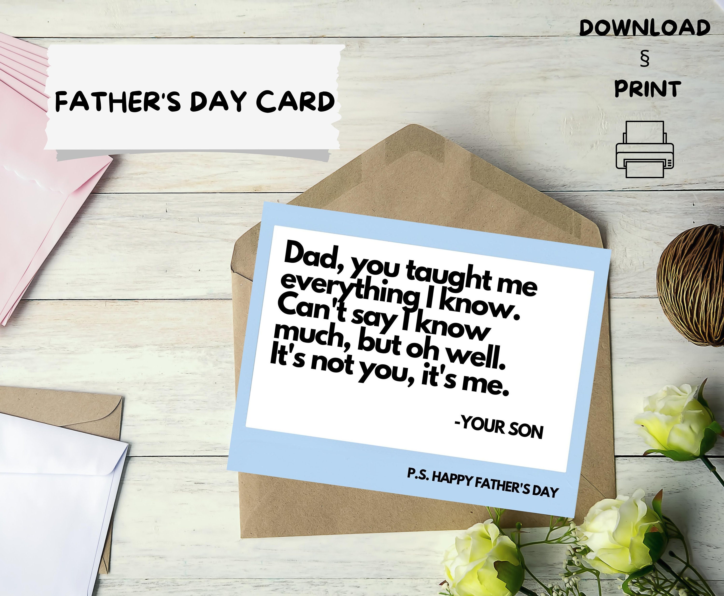 Happy Father's Day Printable Card / Instant Download PDF / Father's Day ...