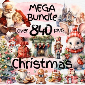 Kerst clipart bundel aquarel PNG kerstman zak hoed kerstboom aanwezig cadeau elf Snowglobe kunstzinnige kerst kunst printful Xmas