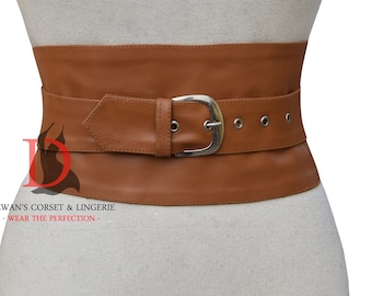 Brown Leather Belt Buckle Belt Obi Sash Tie Wrap Corset Harness Waist Wide Belt Genuine Leather Brown Belt Womens Belt