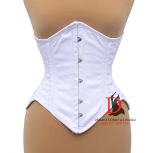 White Corset Underbust Corset Steel Boned Corset Curvy Waist Training White Corset Cotton Corset