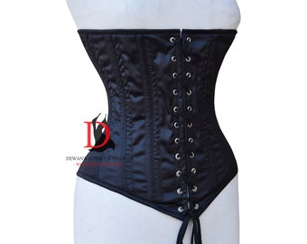 Front Lace Up Corset Heavy Duty Underbust Front Laced Corset Steel Boned Heavy Duty Corset Satin Corset