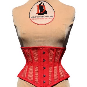 Red Mesh Corset Steel Boned Underbust Waspie Waist Training Corset
