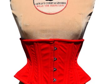 Corsé con varillas de acero Waspie de terciopelo rojo