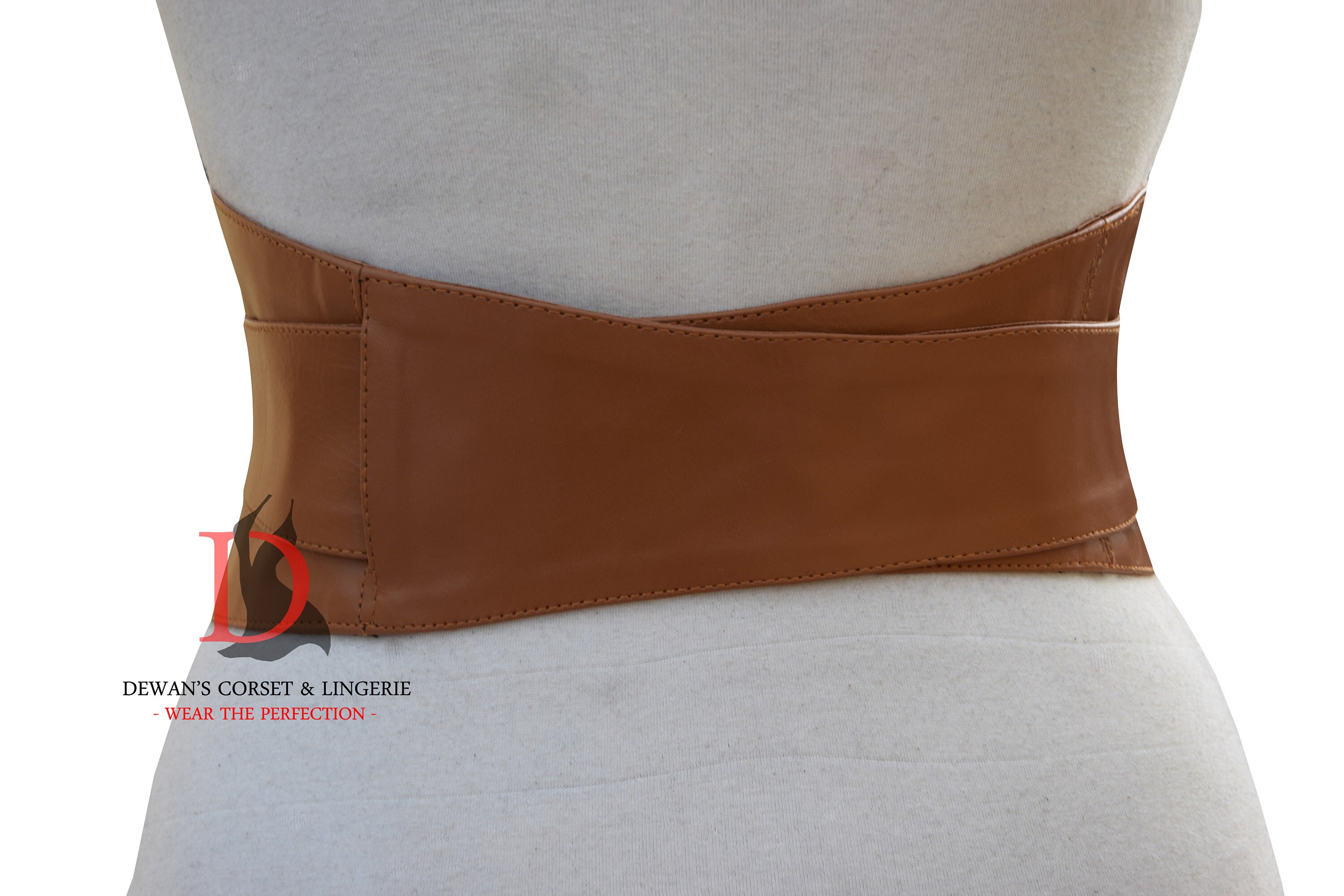 Brown Leather Belt Buckle Belt Obi Sash Tie Wrap Corset 