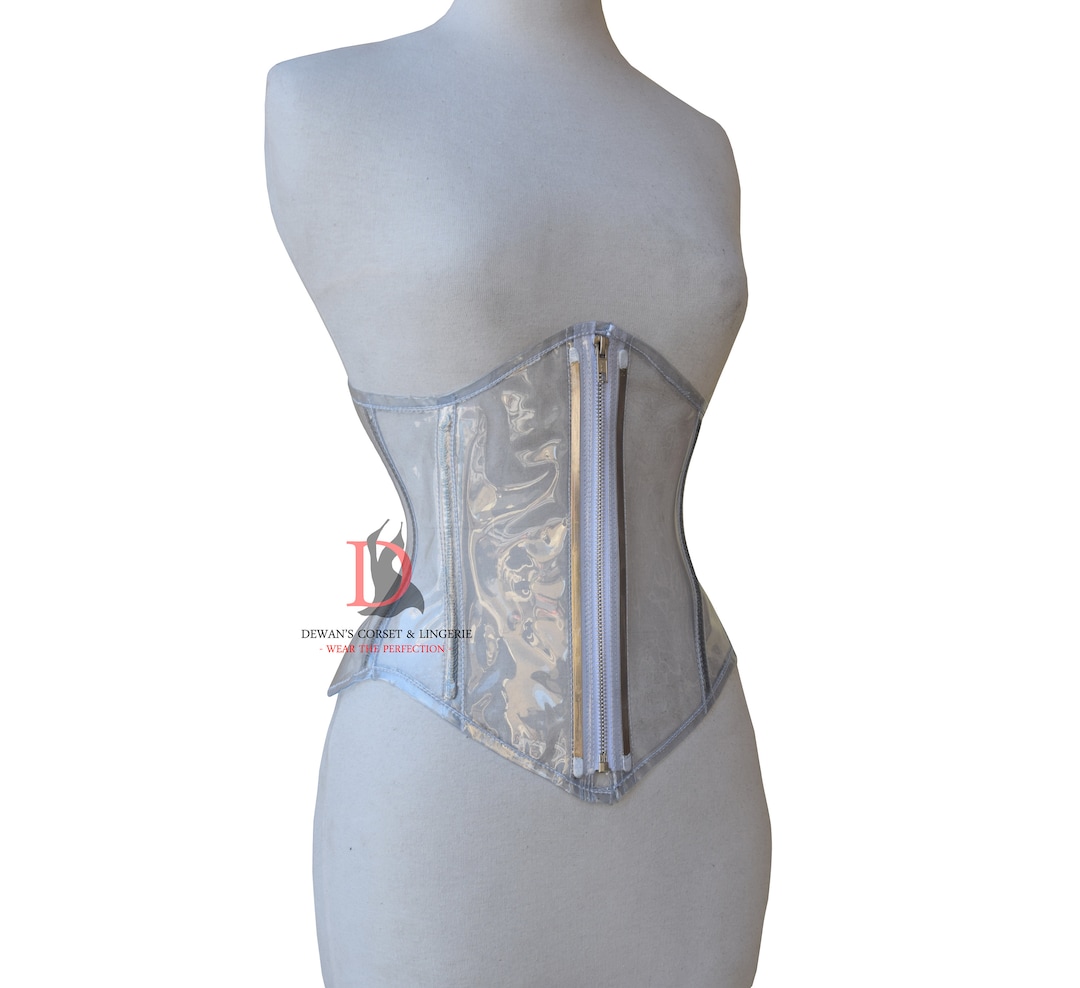 Transparent Corset Steel Bone Corset Clear PVC Corset Waist Trainer  Underbust Conical Zipper Corset