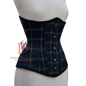 Corset tartan MacArthur Corset tartan d&#39;entraînement à la taille robuste désossé double en acier Corset tartan traditionnel Corset tartan écossais