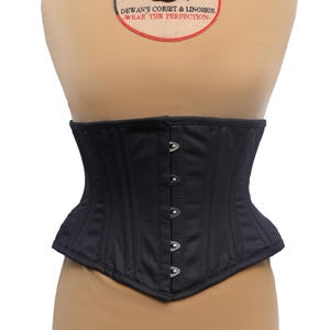 Heavy Duty Underbust Corset Waist Trainer Double Steel Boned Cotton Black Corset