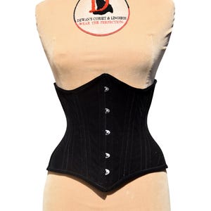 Womens Double Steel Boned Corset Heavy Duty Black Velvet Goth Style Underbust Corset