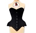 Black Velvet Overbust Corset Women's Waist Training Steel Boned Velvet Black Corset
