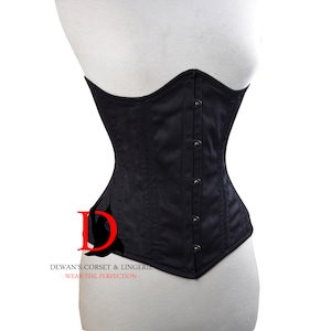 Damen Schwarzes Baumwollkorsett Unterbrust Doppel Stahl Ohne Knochen Korsett Taille Training Eng Schnürung Korsett