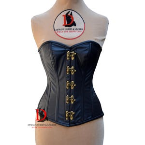 Overbust Leather Corset Antique Clasps Corset Goth Style Overbust Waist Training Steel Boned Corset