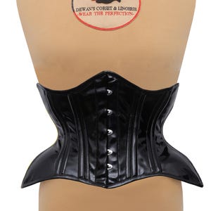 Curvy PVC Corset Black Double Steel Boned Underbust Corset Waist Training Corset