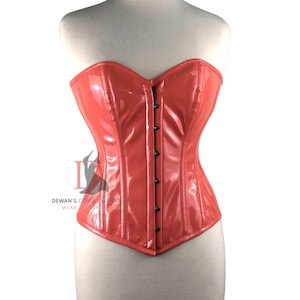 Overbust Waist Trainer Pink PVC Heavy Duty Steel Boned Corset