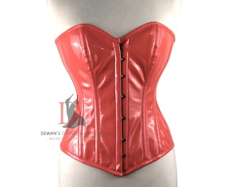 Overbust Waist Trainer Pink PVC Heavy Duty Steel Boned Corset