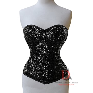 Heavy Duty Overbust Waist Trainer Women&#39;s Satin Corset , Waist Training Black Satin Double Steel Boned Satin Corset