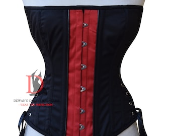 Heavy Duty Steel Boned Waist Trainer Overbust Multiple Colours Tight Lacing Women's Cotton Corset