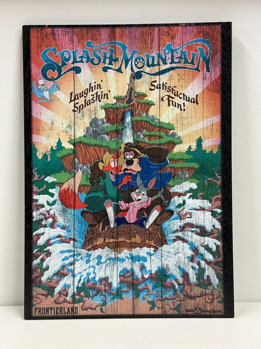 Disney Frontierland Splash Mountain Brer Fox Rabbit Bear Wooden Print ...