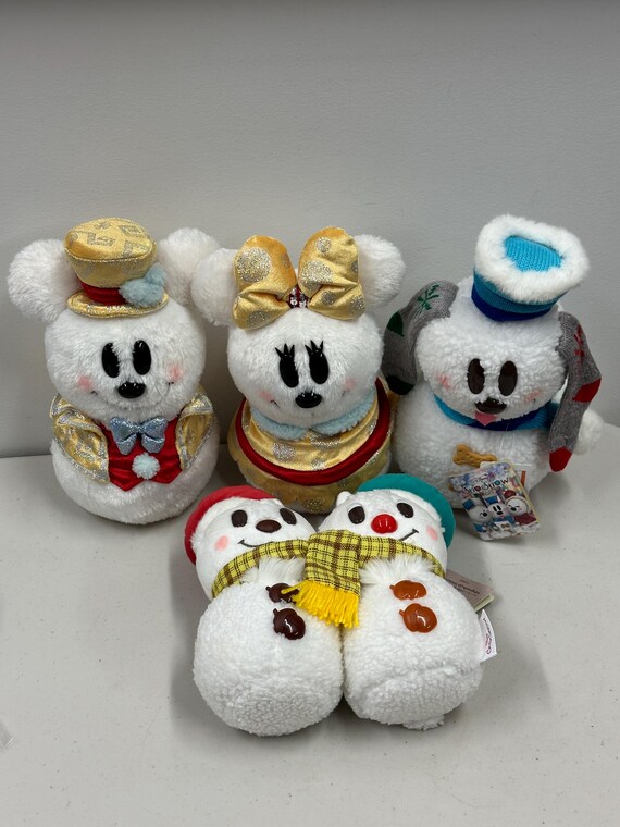 Disney Snoshow Mickey Minnie Goofy Snowman Plush Lot of 4 Etsy