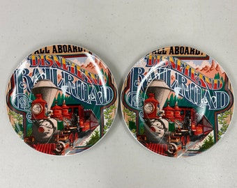 Disneyland Railroad Train Snack Plate Set Of 2