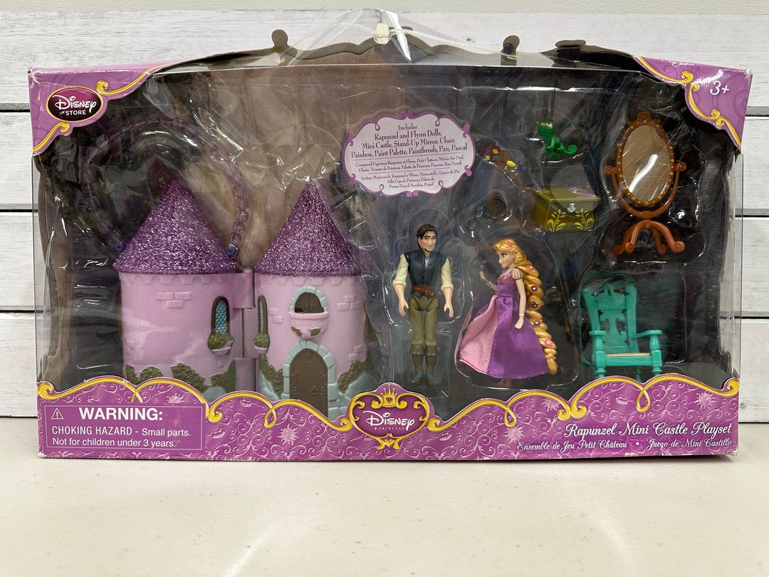 Disney Store Tangled Princess Rapunzel & Flynn Mini Castle Playset NIB