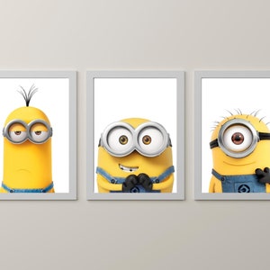 Decoración de pared de Minions / Regalo de Minions / Decoración de sala de juegos / Impresión digital / Regalo para tus hijos / Mi villano favorito / Decoración de jardín de infantes o aula