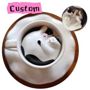 Reversible Cat Mug: 3D Ceramic Sculpture, Unique Cat Lover Gift, Dishwasher Safe & Eco-Friendly