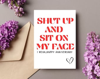 Tarjeta de aniversario sucia para esposa, humor grosero (descarga digital)