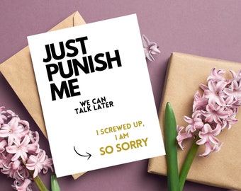 Sorry card,funny apology card,card for him,printable card,miss you card,relationship card,wife birthday card,fuck card,sorry/kiss me card