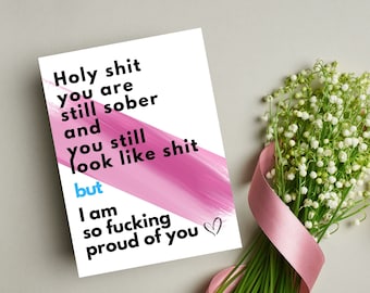 Regalo de sobriedad/Tarjeta de sobriedad/Tarjeta de recuperación/Tarjeta de orgullo de ti/Regalos de sobriedad para hombres/Regalos de sobriedad para mujeres/Mujeres un día a la vez/para un amigo