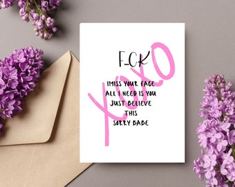 Sorry card,funny apology card,sympathy card,Love cards,relationship card,thinking of you card,fuck card,Card for him/card for her