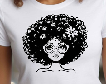 Afro Woman SVG, Afro Girl Svg, Afro Queen Svg, Afro Lady Svg, Curly Hair Svg, For Cricut, For Silhouette, Cut Files Svg, Dxf, Ai, Png, Eps