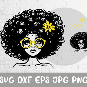 Afro Woman SVG, Afro Girl Svg, Afro Queen Svg, Afro Lady Svg, Curly Hair Svg, For Cricut, For Silhouette, Cut Files Svg, Dxf, Jpg, Png, Eps