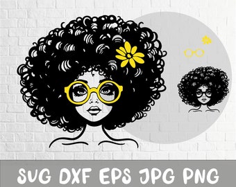 Afro Woman SVG, Afro Girl Svg, Afro Queen Svg, Afro Lady Svg, Curly Hair Svg, For Cricut, For Silhouette, Cut Files Svg, Dxf, Jpg, Png, Eps