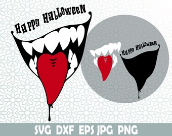 Smile with fangs, Halloween Svg, Dxf, Jpg, Png, Eps, Cricut svg, Clipart, Layered SVG, Files for Cricut, Silhouette, T Shirt, Horror