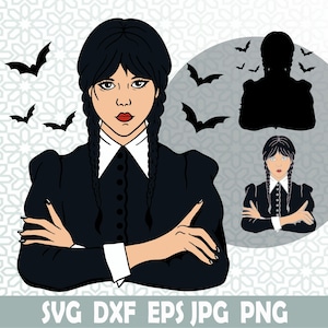 Pigtail Girl svg, Horror svg, Dxf, Jpg, Png, Eps, Clipart, Layered Svg, Files for Cricut, Cut files, Silhouette, Horror