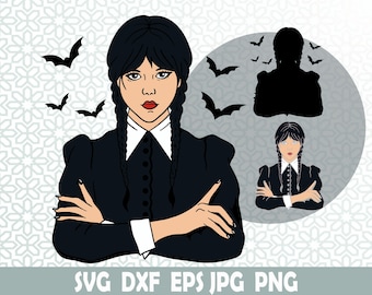 Pigtail Girl svg, Horror svg, Dxf, Jpg, Png, Eps, Clipart, Layered Svg, Files for Cricut, Cut files, Silhouette, Horror
