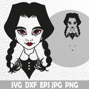 Halloween svg, Pigtail Girl svg, Horror svg, Dxf, Jpg, Png, Eps, Clipart, Layered Svg, Files for Cricut, Cut files, Silhouette, Horror