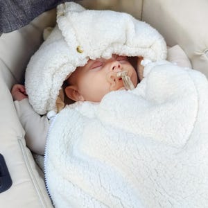 Teddy footmuff, boucle stroller footmuff, universal pram accessorie winter sleeping bag for a baby stroller  imitation lamb sleeping bag