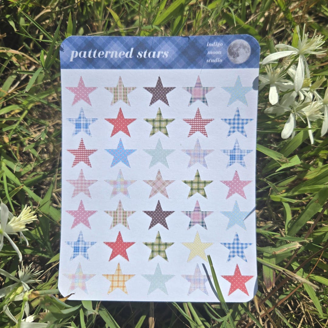 Patterned Stars Sticker Patterned Stars: Polka Dot, Plaid, Deco Sticker Sheet | Handmade ...