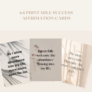 Set of 64 Printable Success Affirmations Cards, Positive Affirmation, Self Esteem, Digital Download