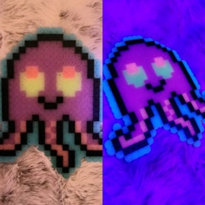 Perler Beads Set of 4 Glow in the Dark Pac Man Coasters 