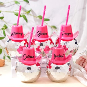 Disco Ball Cups, Last Disco Hen Party Favors, Disco Cowgirl, Disco Ball Tumblers, Bridal Shower Metallic, Bridesmaid Gifts, Party Favors