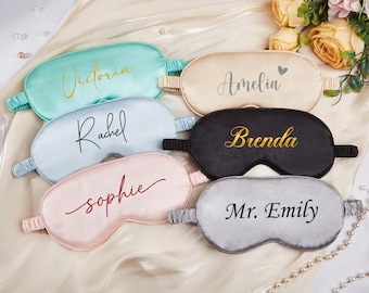 Custom Bridesmaid Sleep Mask, Personalized Name Satin Eye Mask, Satin Silk Eye Mask, Bridal Party Gift, Bridesmaid Gift, Bachelorette Party