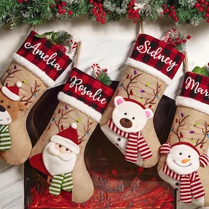 Embroidered Christmas Stocking Family Christmas Stocking Personalized 3D Stocking Monogram Stocking with Name Christmas Gift Christmas Decor