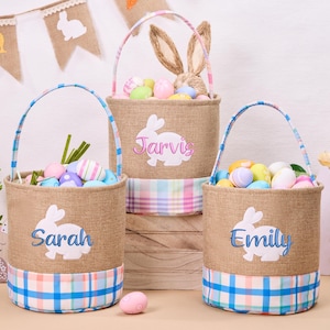 Personalisiertes Osternest mit Namen Bestickter Osterkorb Personalisiertes Ostereisuche Korb Baby erstes Andenken Frühlingsdeko Geschenk für Kind