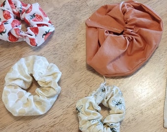 100% Cotton or Linen Scrunchies - Choose your own- Set of 2