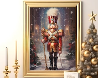 Nutcracker Print, Christmas Wall Decor, Holiday Decor, Country Decor, Western Home Decor, Unframed, Christmas Print