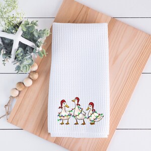 Christmas Ducks Kitchen Towel, Christmas Cow, Highland Cow, Farm Animal Kitchen Decor, Christmas Decor, Tea Towel, Dish Towel, Holiday Decor