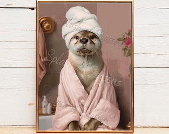 Inga Otter Targa In Metallo 20x30 Cm Con Frase Divertente | Decorazione Parete Per Bagno | Regalo Umoristico | Latta Vintage Con Fori Preforati